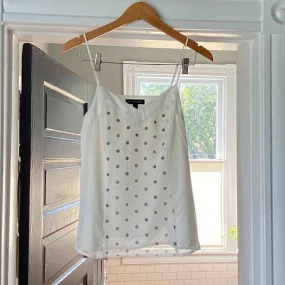 Banana Republic Polka Dot Camisole Ivory Black Sz 2 - Picture 4 of 9